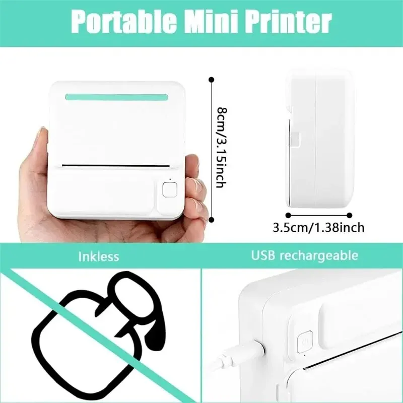 C19 mini impressão portátil impressora térmica foto bolso impressora de etiquetas térmicas 58mm impressão sem fio bluetooth android ios