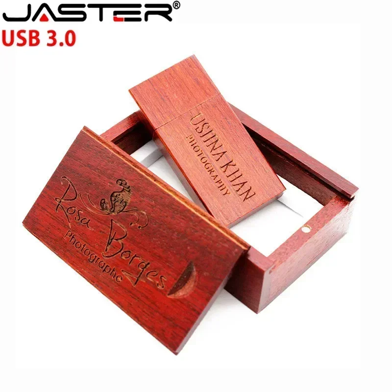 JASTER bloque de madera USB 3,0 unidad Flash de madera roja Pendrive 4GB 8GB 16GB 32GB 64GB 128GB memoria Stick U disco regalo