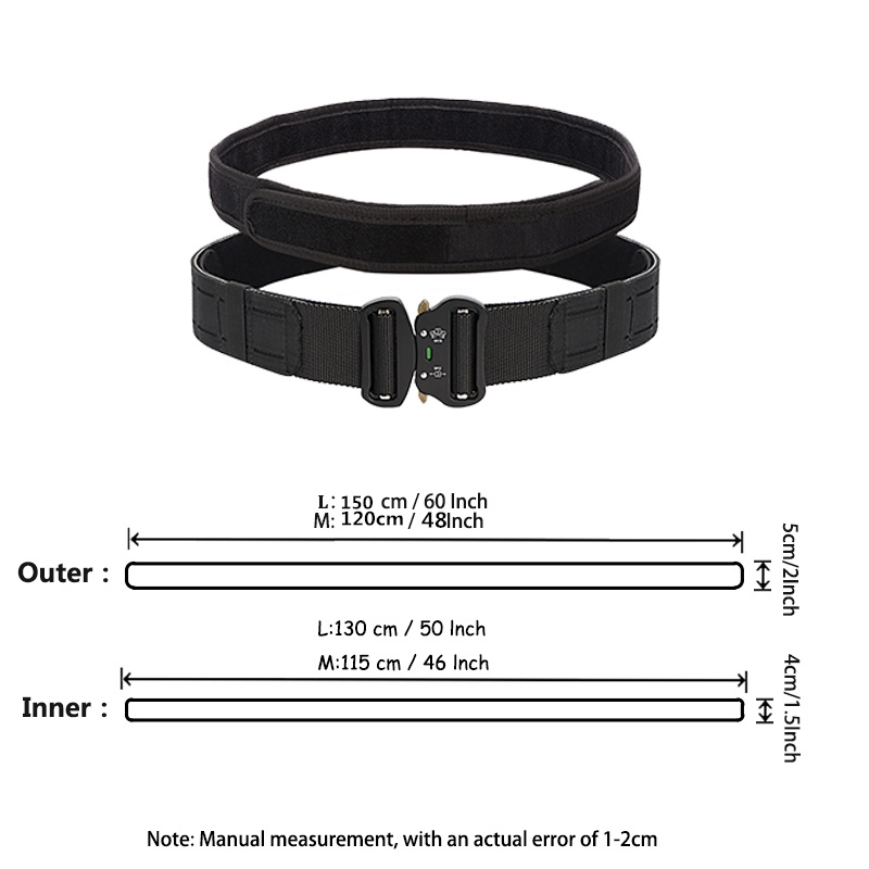 Cinturón táctico de 2 pulgadas con hebilla de Metal de liberación rápida, cinturones MOLLE Airsoft para hombre, cinturón táctico militar