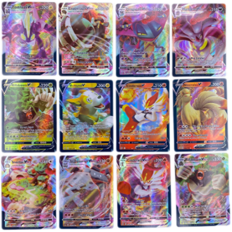 5-300 ชิ้น carte pokémon สนับสนุนสเปนฝรั่งเศสภาษาอังกฤษเยอรมันอิตาเลี่ยนการ์ด cartas pokemon การ์ด 300 Gx 300 V Max VMAX 100