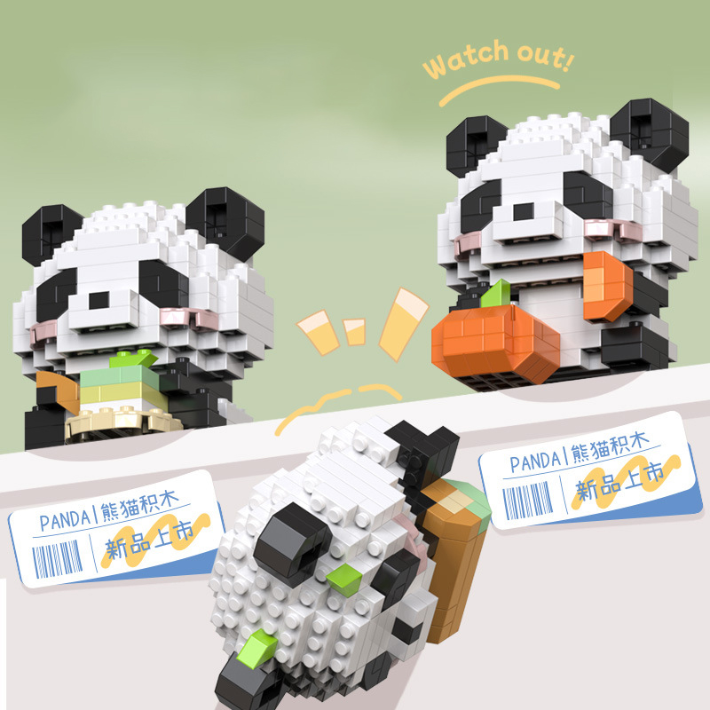 Ensemble de micro blocs de construction Panda, briques granulaires d'animaux au trésor national chinois, cadeau éducatif créatif pour enfants