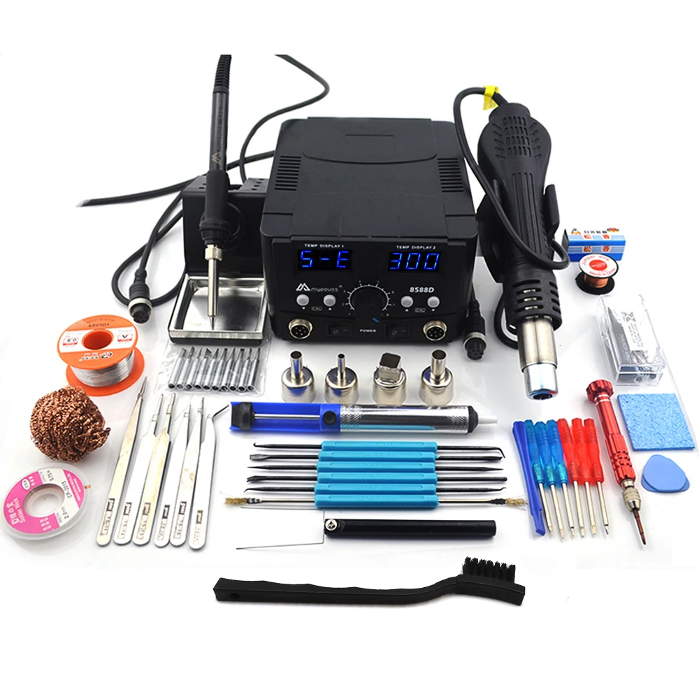 Estación de soldadura Digital LED 2 en 1, 800W, pistola de aire caliente, Estación de Reparación, soldador eléctrico para teléfono, soldadura PCB IC SMD BGA