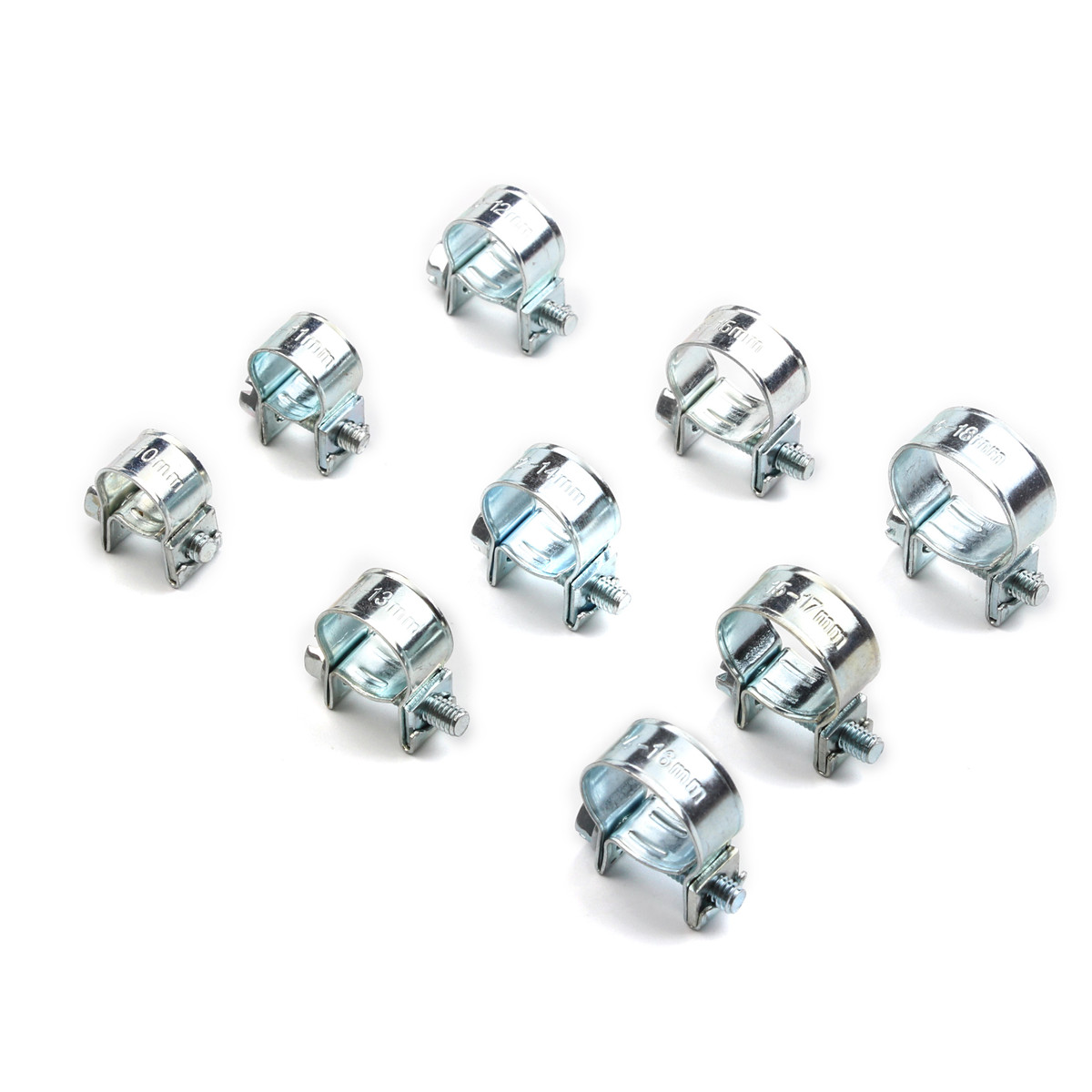 10PCS 6-20mm Mini Clamp Fuel Injection Hose Air Hose Clamps Assortment Kit Diesel Petrol Pipe Clips