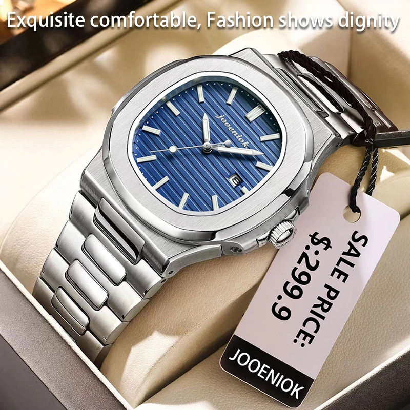 TOP Luxury Square Manนาฬิกาวันที่กันน้ําผู้ชายนาฬิกาข้อมือหนังคุณภาพสูงผู้ชายนาฬิกาควอตซ์ + กล่องReloj 2025 ใหม่