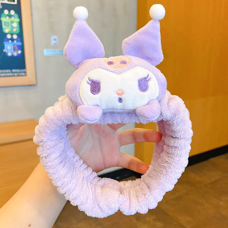 Sanrio Kawaii Haarband Kuromi Melody Cinnamoroll Plüsch Stirnband Waschen Make-up Haargurte Süße rutschfeste weiche Material Geschenke