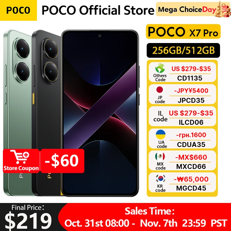 【Brand+】POCO X7 Pro Smartphone Dimensity 8400-Ultra 6000mAh 90W HyperCharge 6.67" AMOLED display NFC Xiaomi HyperOS 2