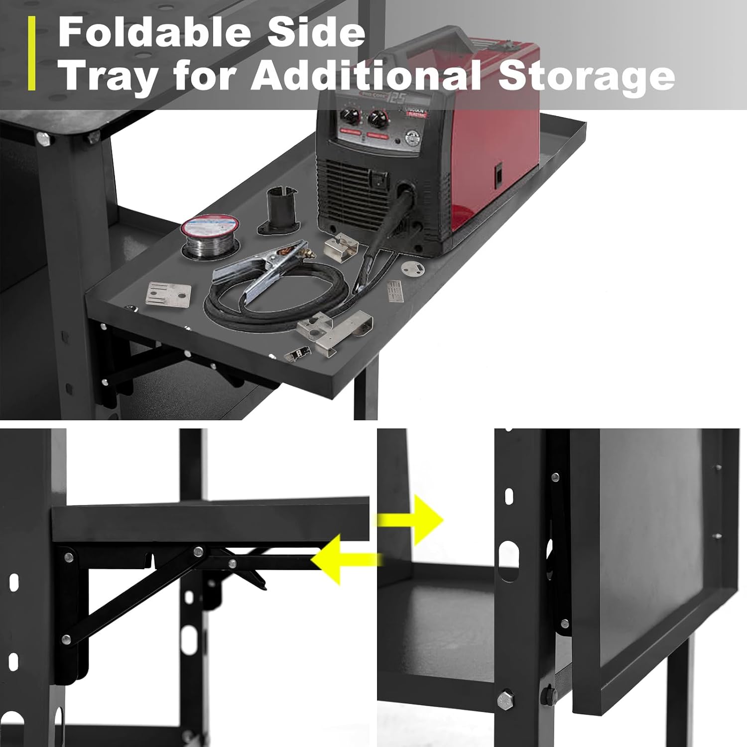 Welding Table, Portable Rolling Metal Cart with 5/8'' Fixture Holes, 1800lbs Heavy Duty Steel Workbench with Wheels