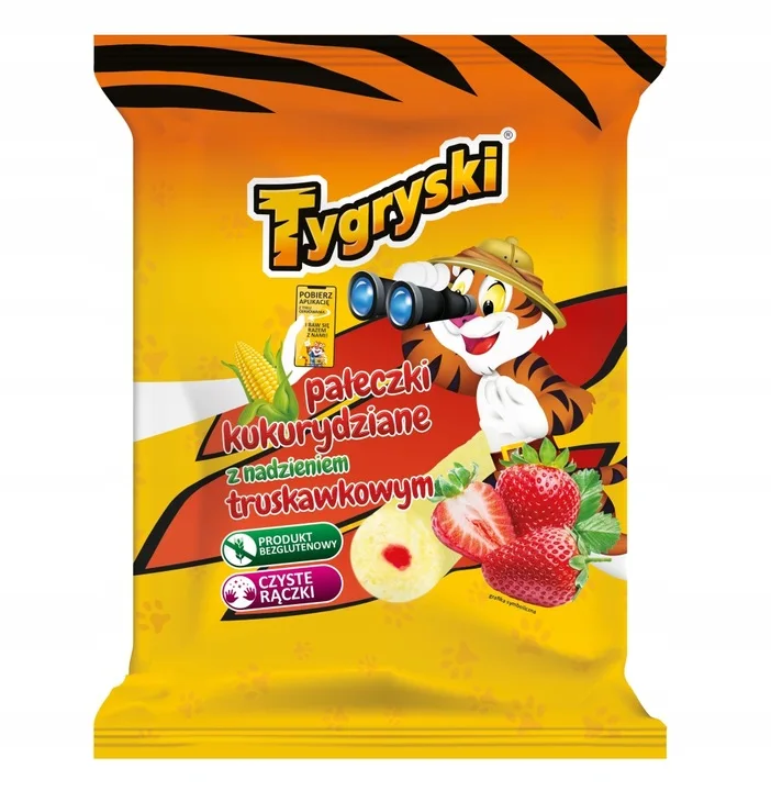Tygryski pałki kukurydziane z nadzieniem truskawkowym 60g
