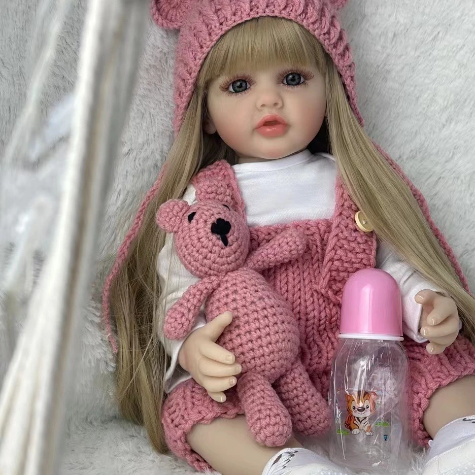 Bzdoll boneca reborn realista com corpo de silicone macio completo vivo 55cm 22 polegadas bebê recém-nascido adorável vestir-se brinquedo presente de aniversário