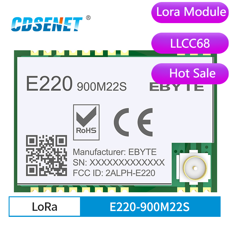868 MHz 915 MHz LLCC68 LoRa Wireless-Modul 22 dBm 6 km große Reichweite E220-900M22S CESENET RF-Empfänger-Sender PA+LNA PCB-Antenne