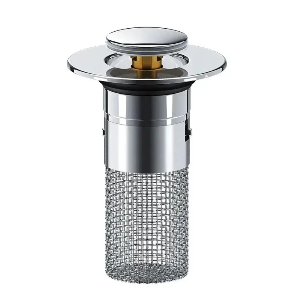 NEW2025Washbasin Leak Plug, Stainless Steel Odor Proof Bouncing Core, Press Type Sink Drain, Universal Accessory for Washbasin