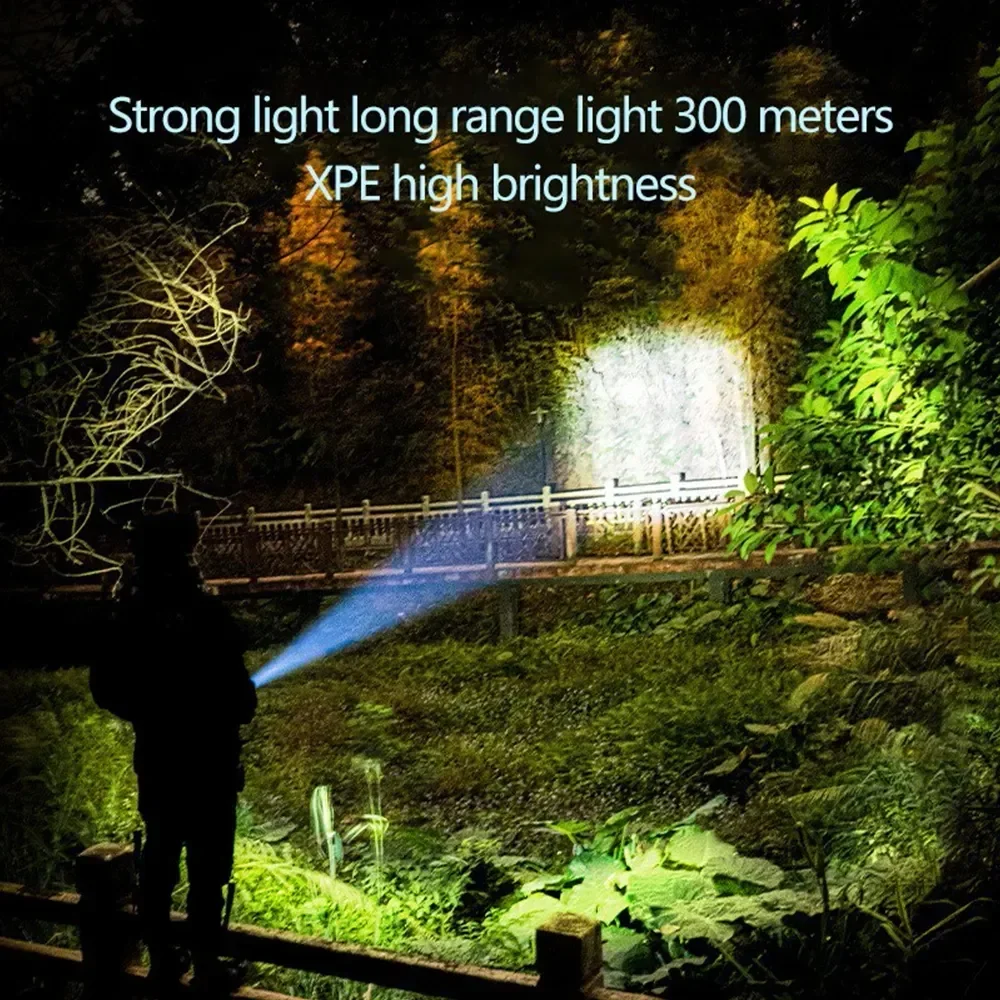 ไฟฉาย LED แบบพกพา ABS แสงที่แข็งแกร่งโฟกัสไฟฉาย USB ชาร์จกลางแจ้งบ้านแสงที่แข็งแกร่งไฟฉายกันน้ำ