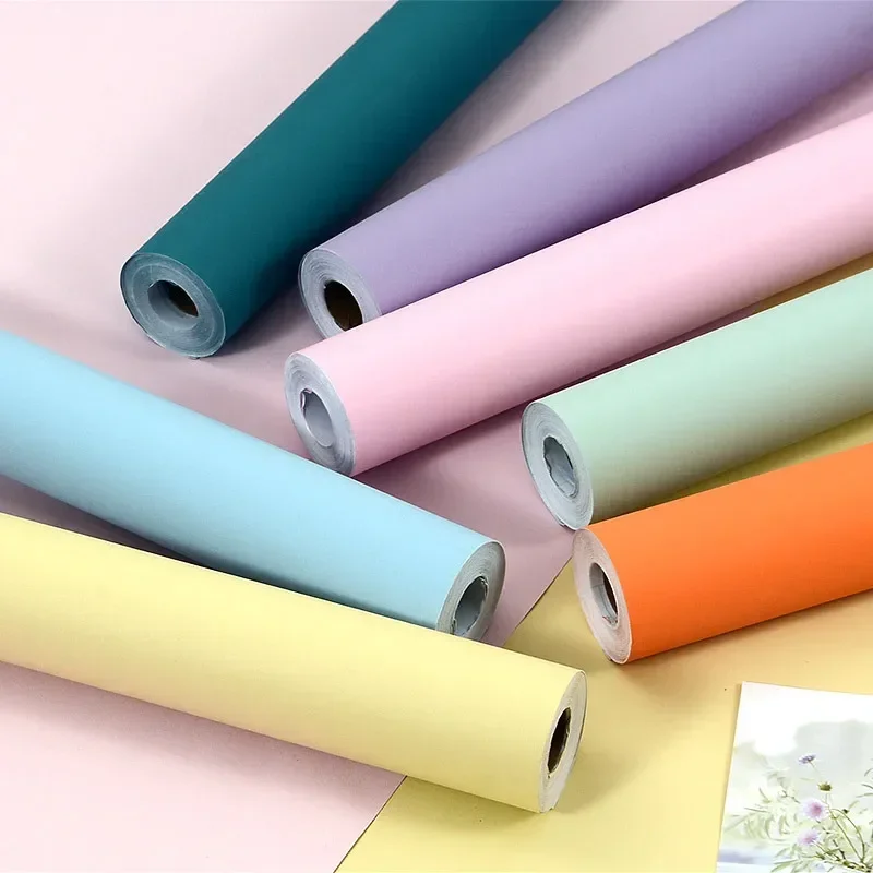 แผ่นพีวีซีไวนิลกาวในตัววอลเปเปอร์ตกแต่งเฟอร์นิเจอร์สีขาวแบบ DIY สติ๊กเกอร์ติดผนังกันน้ำ