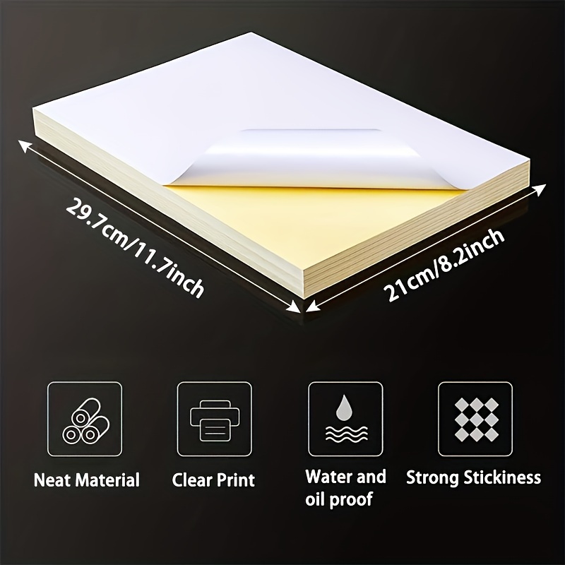 50 Sheets Label Printing Paper & A4 Size Stickers, For Laser Printer And Inkjet Printer, Adhesive Printing Paper, Writing Paper