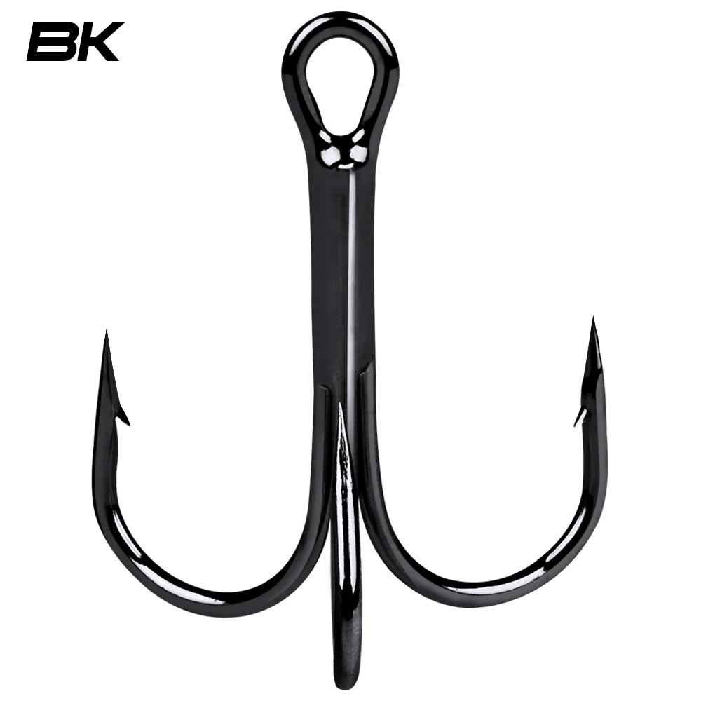 PROBEROS 20 ชิ้น/ล็อตสีดํา High Carbon Treble Hooks Super Sharp Solid ขนาด 2 # -14 #   ขายส่งตะขอปลาเหล็กหนามสามชั้น