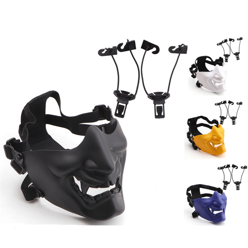 zlangsports Tactical Half Face Demon Samurai Mask Airsoft BB Gun Military Mask CS Party Cosplay Halloween Masks