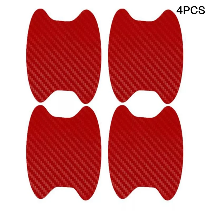 Pegatina de fibra de carbono para puerta de coche, cubierta resistente a arañazos, película protectora para manija de coche, accesorios de estilo Exterior, 4 Uds.