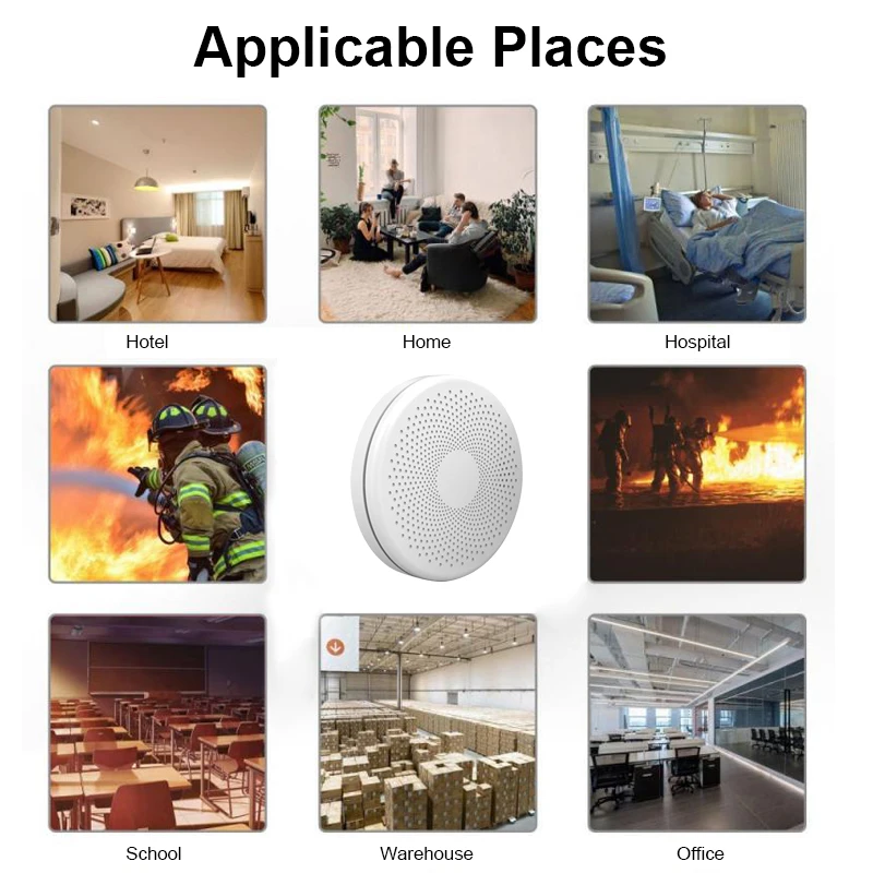 Sensor Detector de humo y monóxido de carbono, alarma de sonido, función WiFi, Tuya e Smart Life, versión 2 en 1