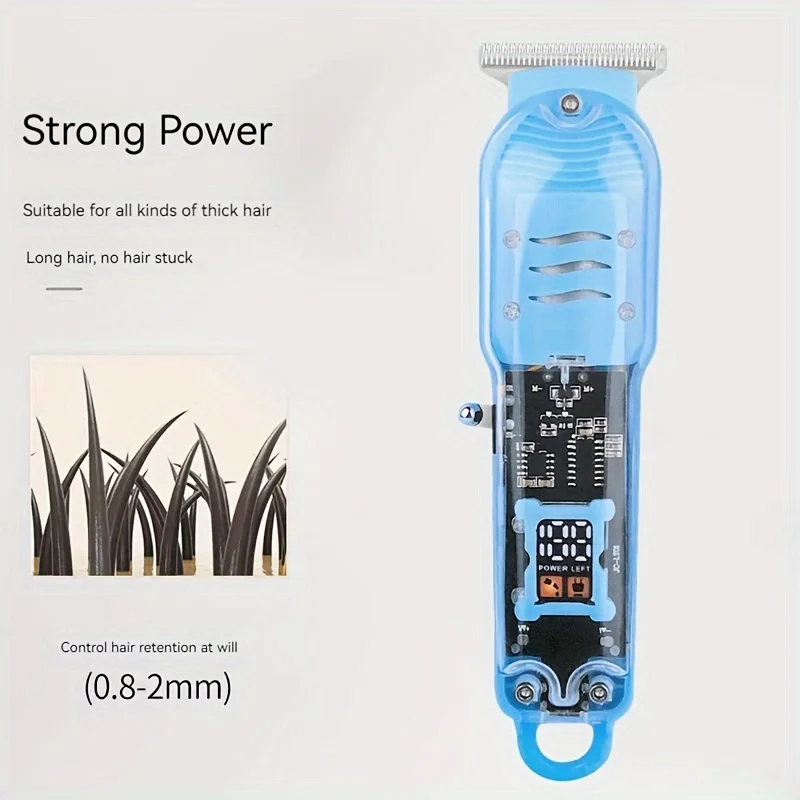 クリアランス_透明ボディ電気バリカンプロフェッショナルトリマーUSB充電式ヘアカットマシン男性用ホリデーギフト