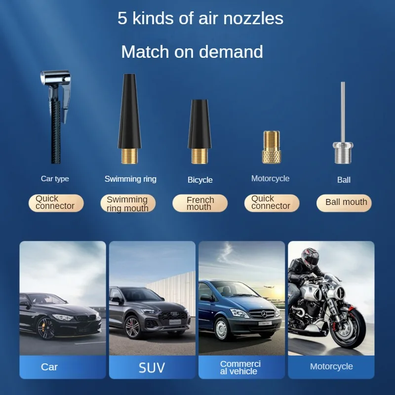 Auto mini montado sem fio bomba de inflação bomba de ar carro motocicleta bicicleta pneu inflator universal elétrico inflator portátil