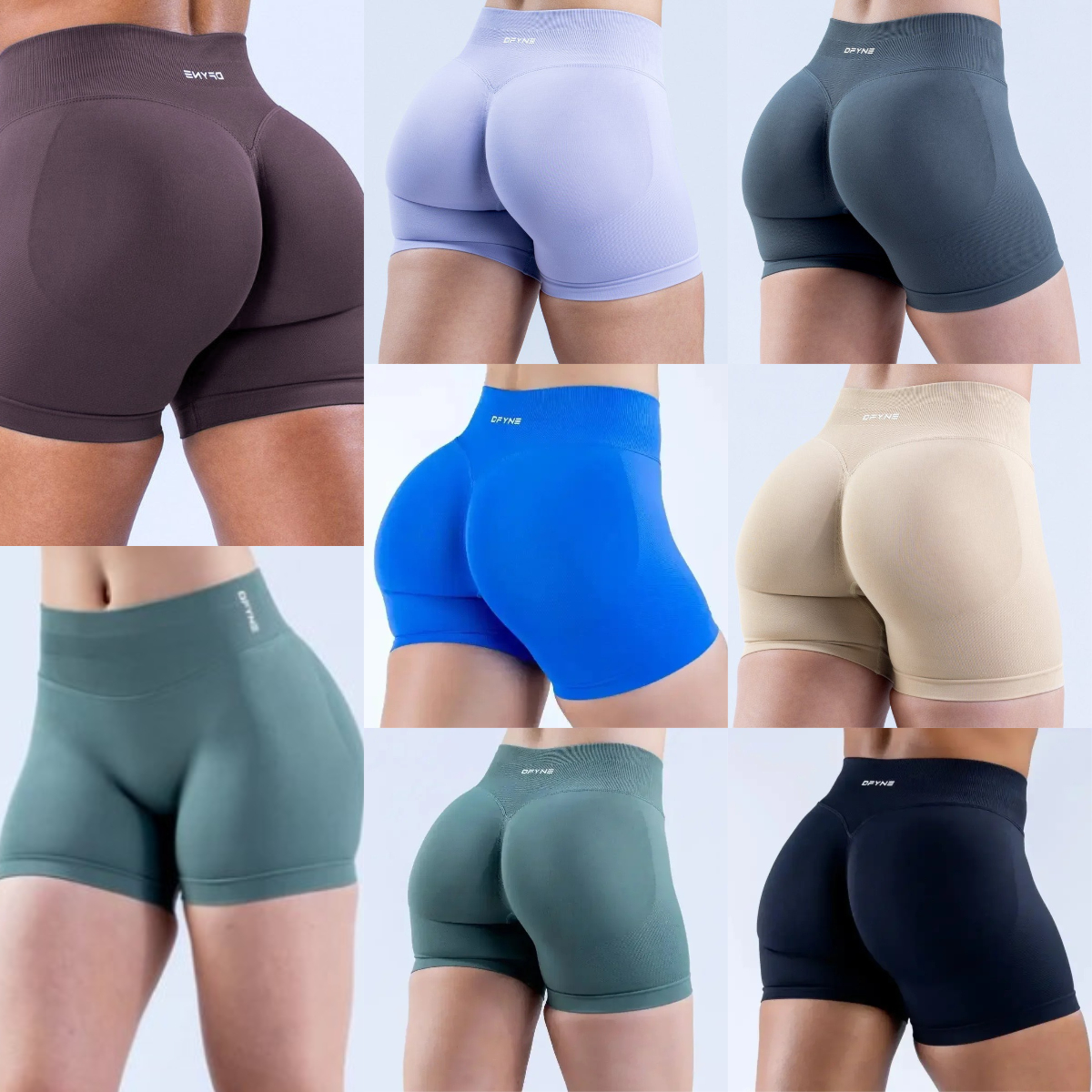 Pantalones cortos de impacto con logo, banda de cintura acanalada, pantalones cortos de Yoga sin costuras, pantalones cortos de entrenamiento para gimnasio, pantalones cortos elásticos de altura