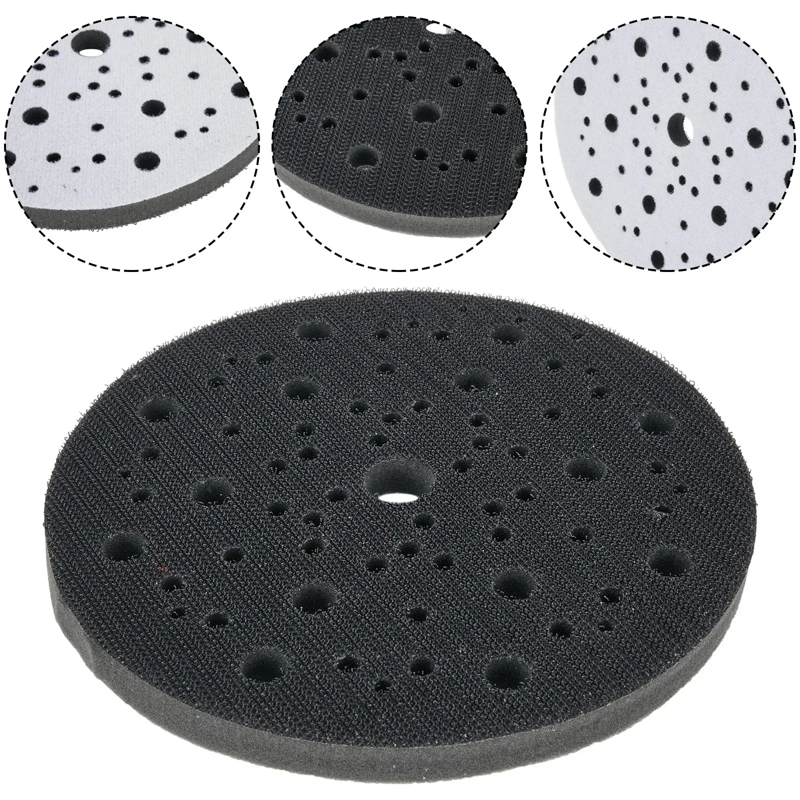 Almohadilla de interfaz de esponja suave para almohadillas de lijado, discos de lijado de gancho y bucle, almohadillas de respaldo para lijadora, 6 pulgadas, 150mm, 70 agujeros, 1 Uds.