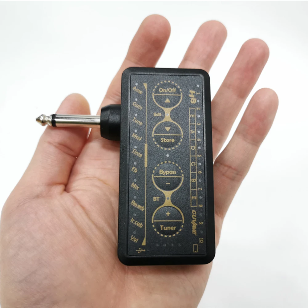 Cuvave-miniamplificador de auriculares para guitarra, amplificador combinado de sonido de Bajo Eléctrico acústico, tablero de Pedal de retardo H8, Pa-1