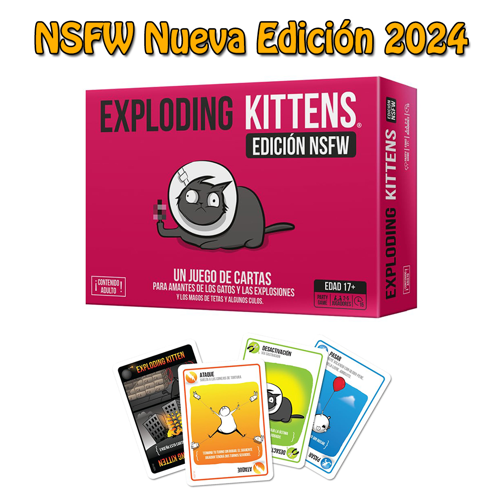 Exploding Kittens Español Juego de cartas de gatitos explotantes, juegos de fiesta fáciles y amigables con la familia, juegos de