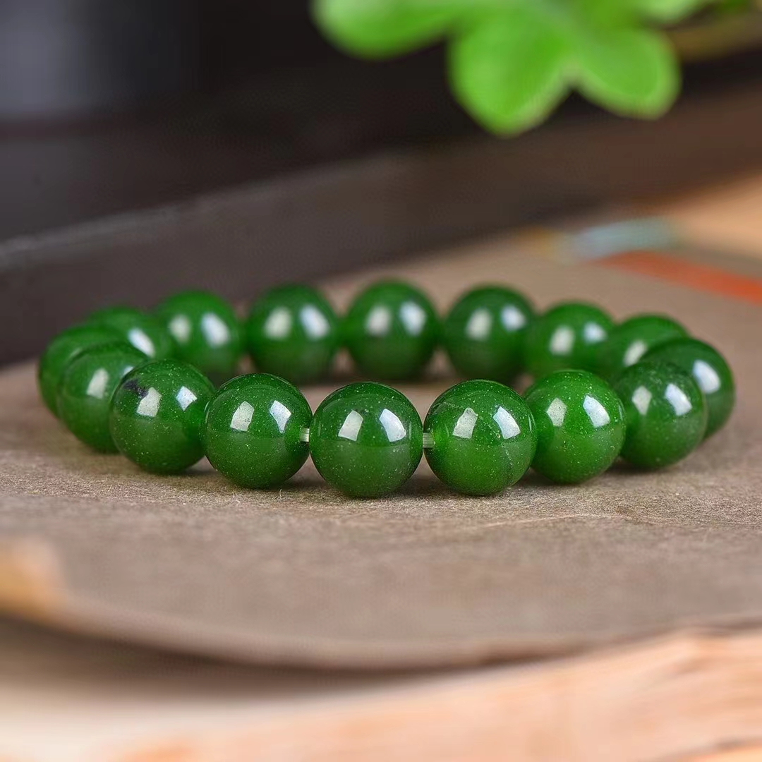 JASPER Hand Chain Spinach Green Stone Bangle Men Womens 12mm Round Beads Elastic Strand Bracelets Unisex Charms Jewelry