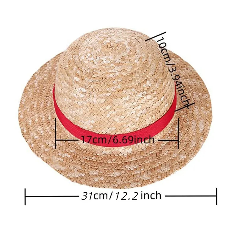 Słomkowy kapelusz Anime rekwizyt Cosplay czapka Luffy do odgrywania ról występ na scenie akcesoria dla dorosłych unisex kapelusz przeciwsłoneczny