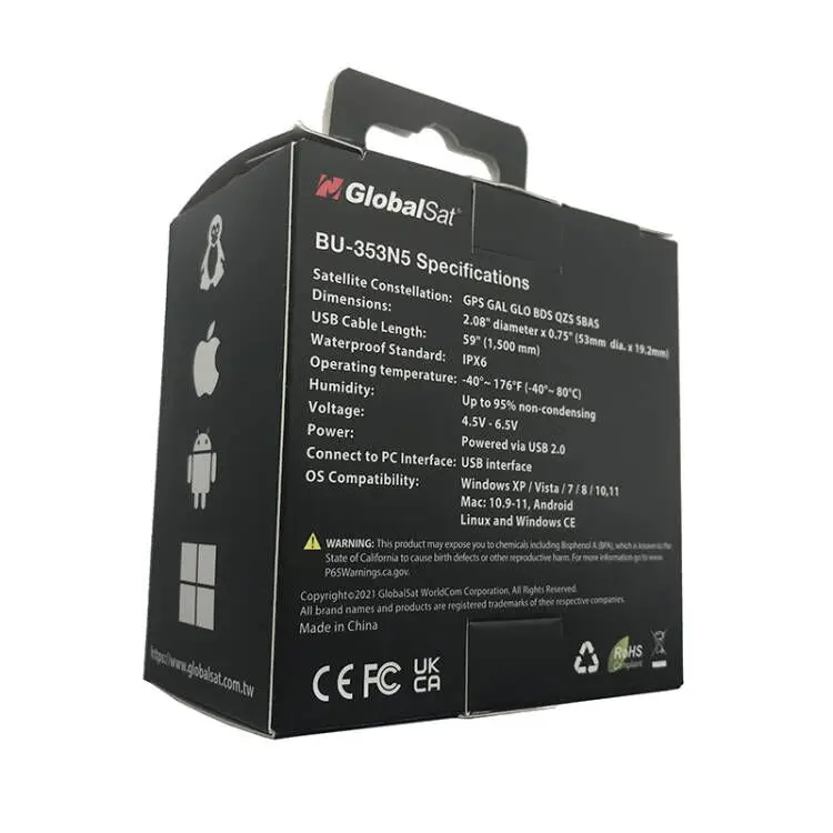 Cable receptor GPS resistente al agua, BU-353N5 reemplazable BU-353S4/BU353S4 GlobalSat, GPS con USB, interferencias, MediaTek AG3335MN