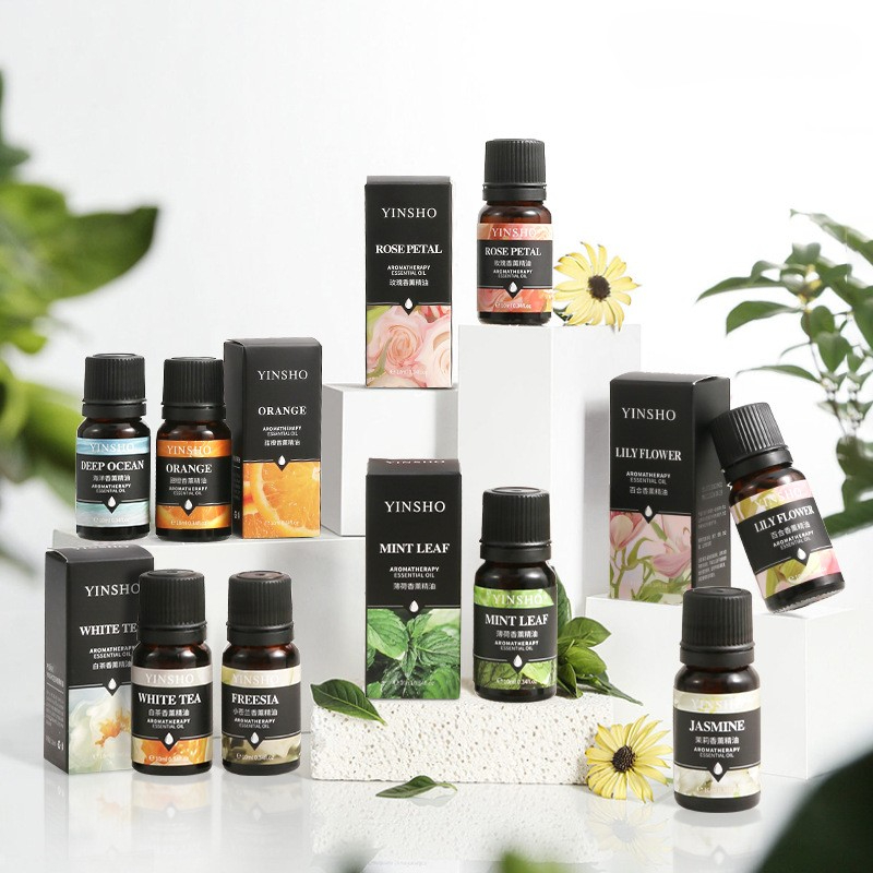 17 รสชาติ 10ml น้ํามันหอมระเหยสําหรับ Aroma Diffuser AirHumidifier บ้านละลายน้ําลาเวนเดอร์ Rose Eucalyptus สีขาวพีชอูหลง