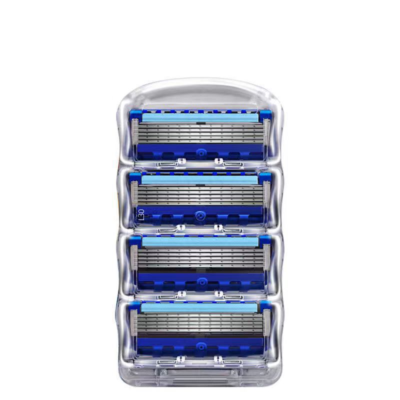 Afeitado Manual para hombres, reemplaza la cabeza, hoja de cinco capas, ocho cómodas cuchillas de afeitar, el último azul, sin daños en la piel