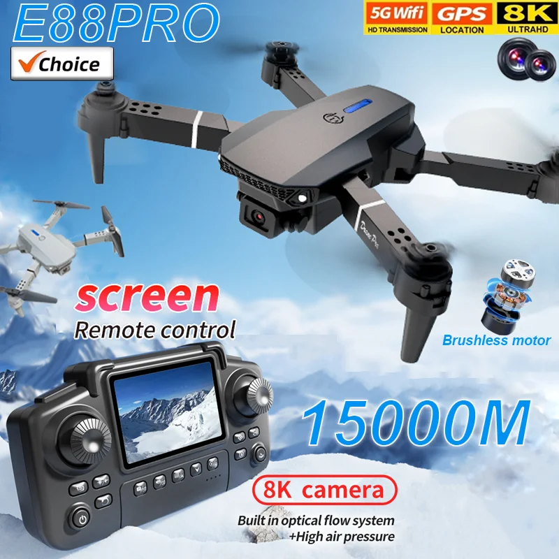 E88 pro 8k hd drone com câmera grande angular wifi fpv altura segurar dobrável rc quadcopter para fotografia aérea brinquedos presentes do feriado