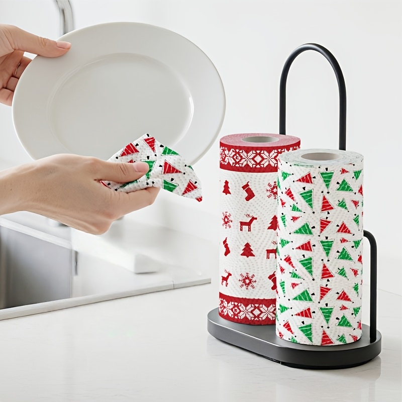 Christmas Kitchen Paper, Disposable Kitchen Cleaning Dual - Christmas Home Cleaning Tools, Christmas Decorative Paper Towels