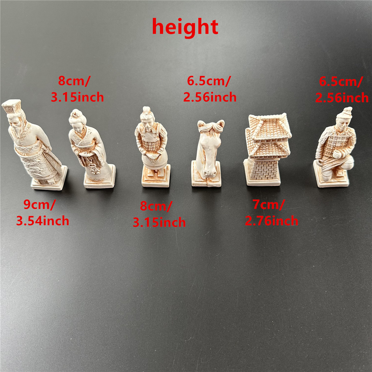 Große Nachahmung des antiken Schachs 3D Terra-Cotta Army Resin Schachfiguren zur alten Behandlung Leder Schachbrett 43 cm/16,93 Zoll