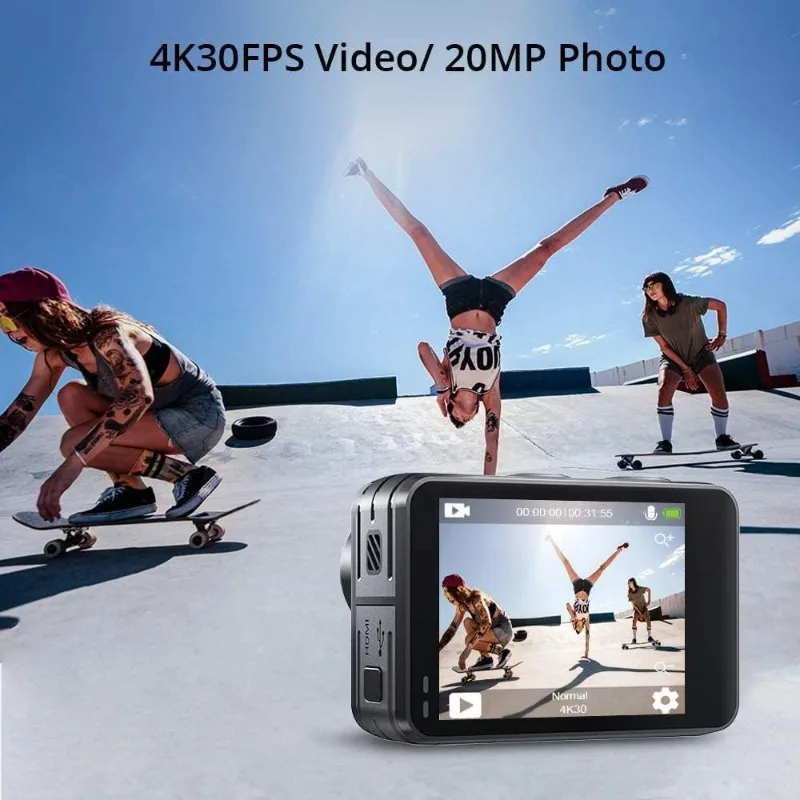 Brave 7 LE 4K30fps Action Camera with 64GB MicroSDXC U3 Memory Card Accessories Kit Bundle Ultra HD