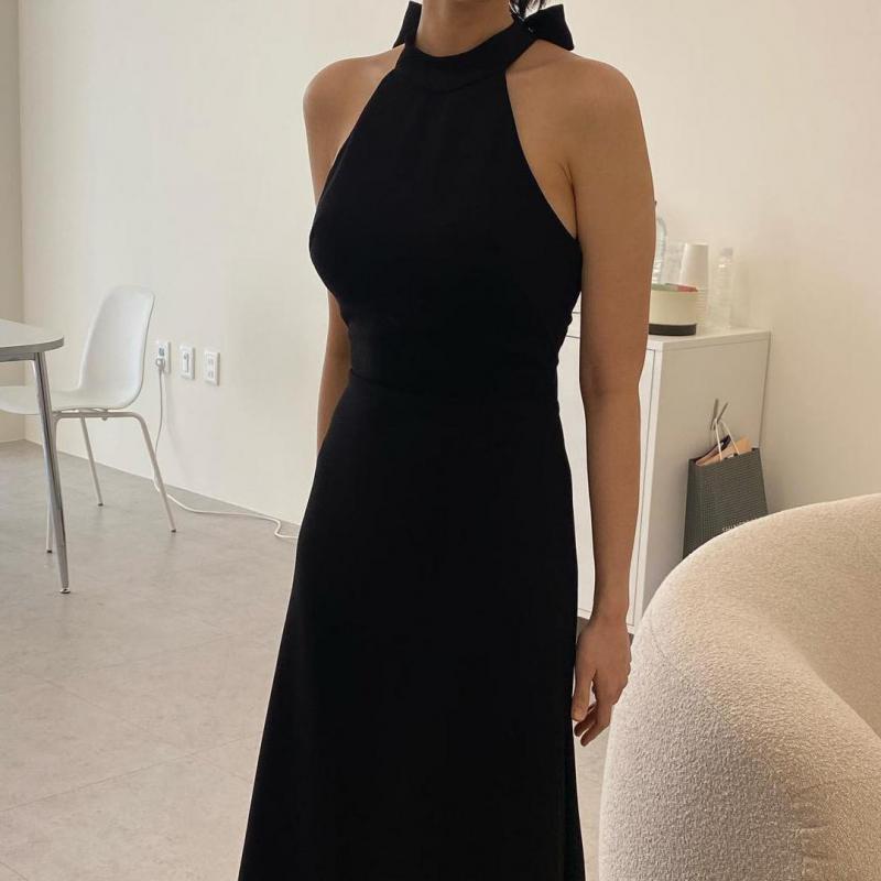Classic Black Mermaid Dress With Small Train New Halter-neck Elegant Wedding Dresses Sexy Backless Evening Dress Customized