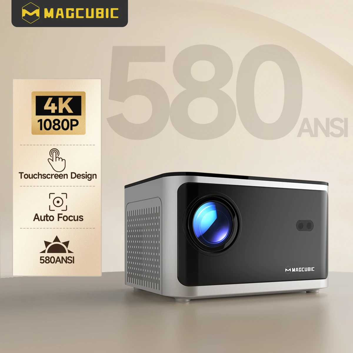 Proyector inteligente Magcubic con enfoque automático Android11 4K 580ANSI Full Wifi6 BT5.0 Allwinner H713 Control por voz cine en casa HY350