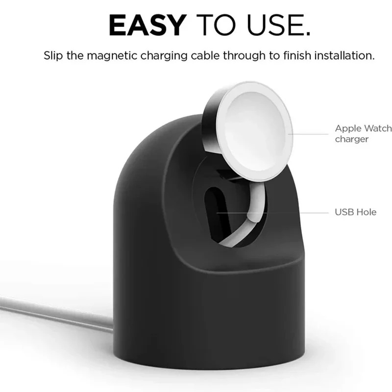 Soporte de cargador para Apple Watch Series 9 8 Ultra 7 6 5 SE 4 3 2 estación de carga soporte de silicona soporte de Cable de carga