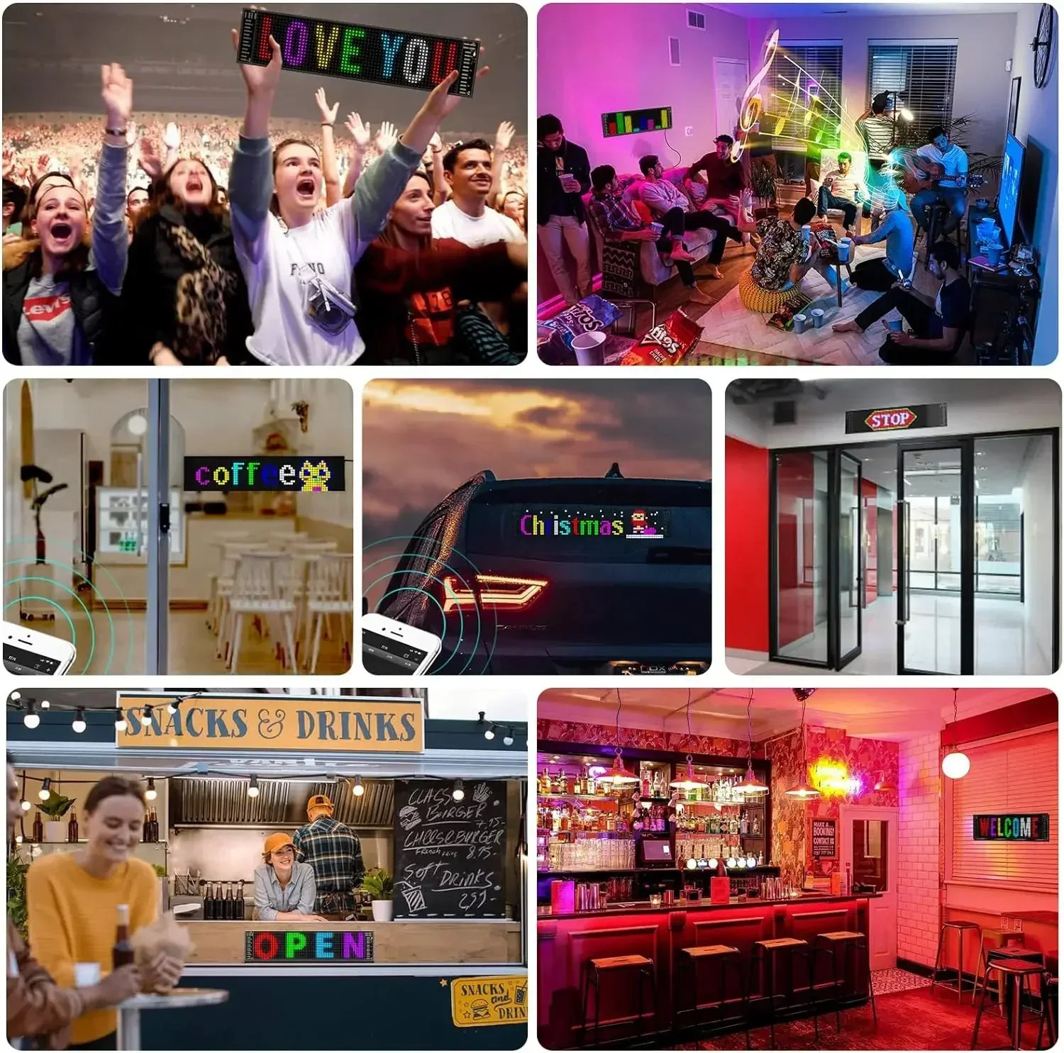 5V Auto LED Zeichen Bluetooth App LED Matrix Pixel Panel mehrsprachige DIY programmier bare flexible Anzeige für Auto LKW Bildschirm Licht