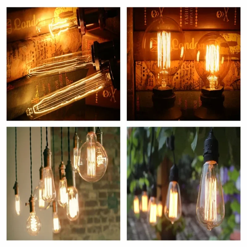 Edison Glühbirne E27 220V 40W ST64 A19 G80 G95 T10 T45 T185 Retro Filament Glühlampulle Birne Vintage Edison Lampen