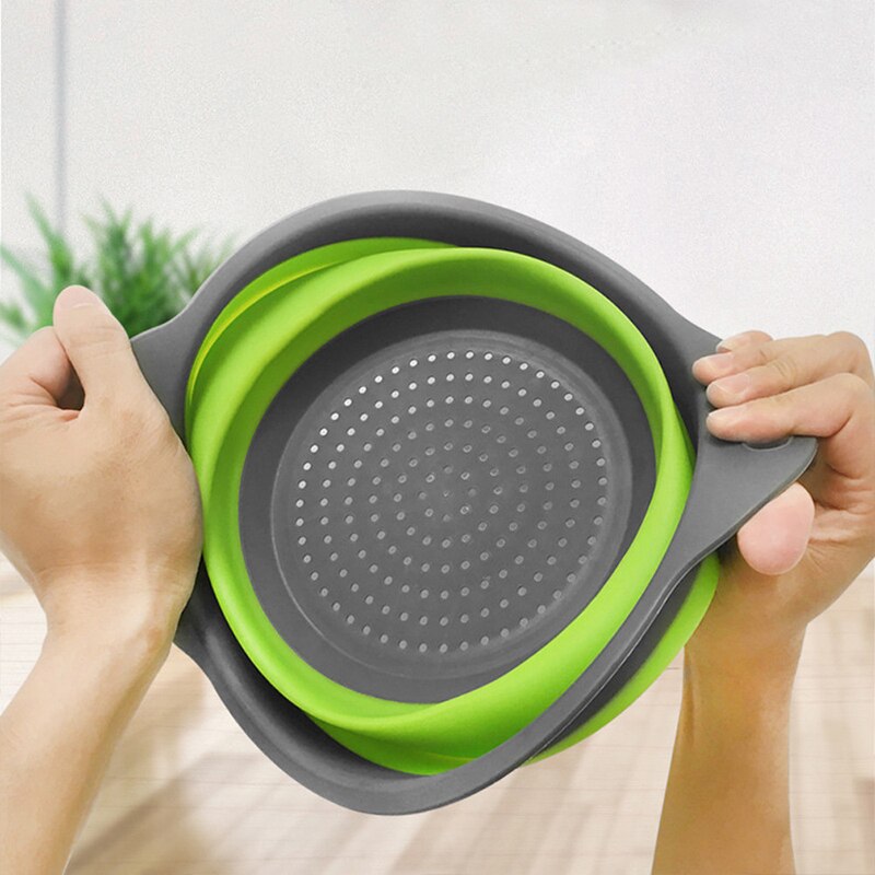 Cesta de drenaje plegable de silicona, cesta de lavado de frutas y verduras, colador plegable, escurridor plegable