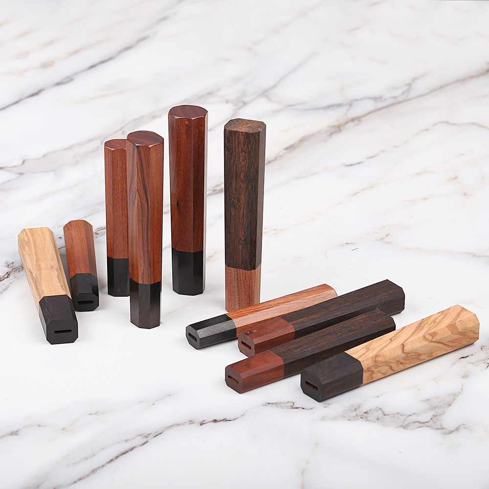 Mango de cuchillo octogonal clásico japonés, 1 unidad, para bricolaje, semiacabado, hecho a mano, Material de cuchillo de acero damasco, mango de cuchillo de cocina