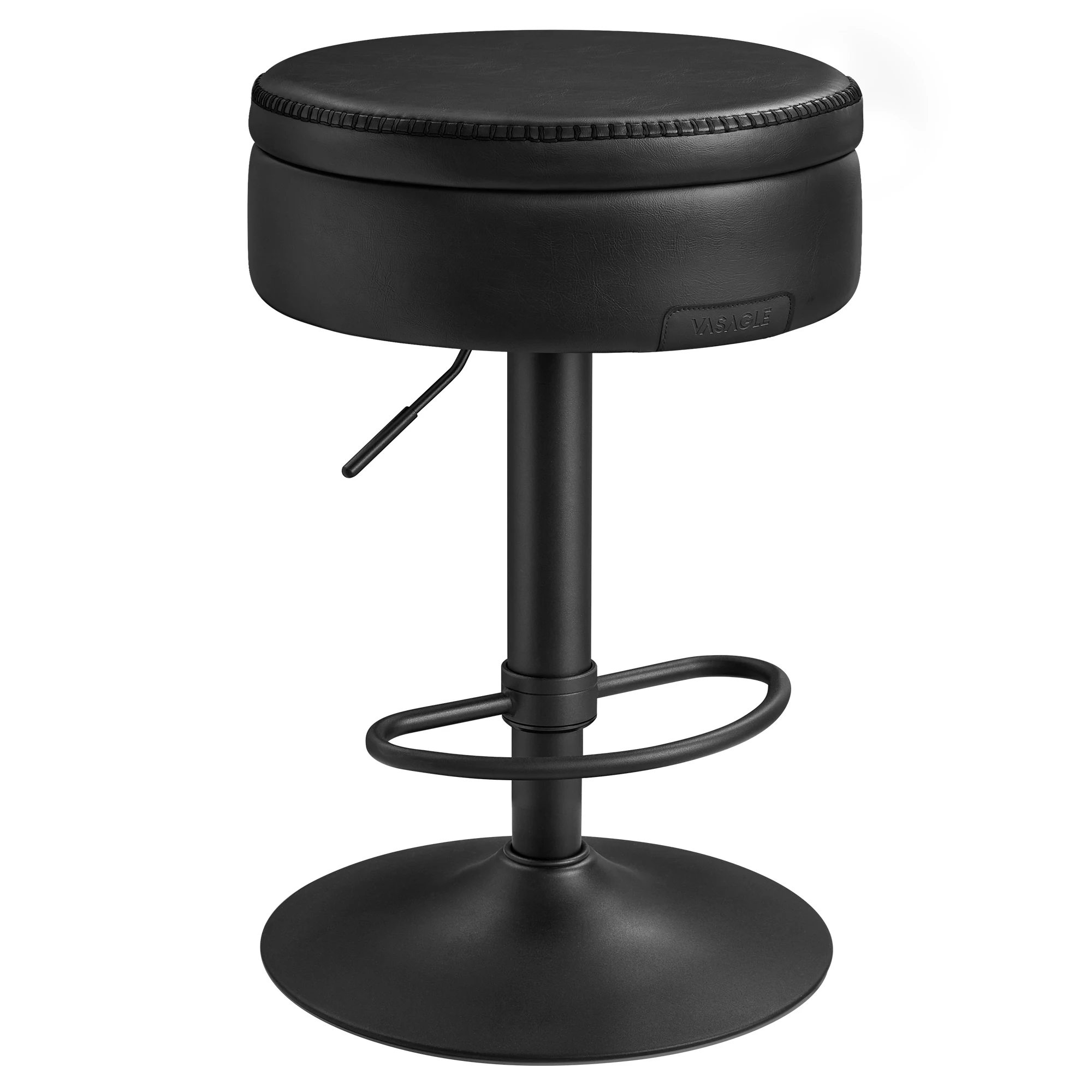 VASAGLE Tabouret de Bar Pivotant à 360 °   Noir d'Encre - Hauteur Réglable - Rangement