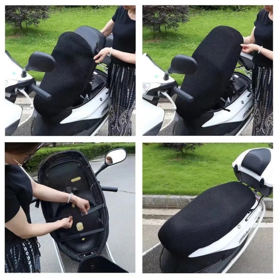Capa de assento para motocicleta, malha respirável 3d, proteção contra o assento, isolamento térmico, almofada de ar, antiderrapante, protetor solar, absorção de choque