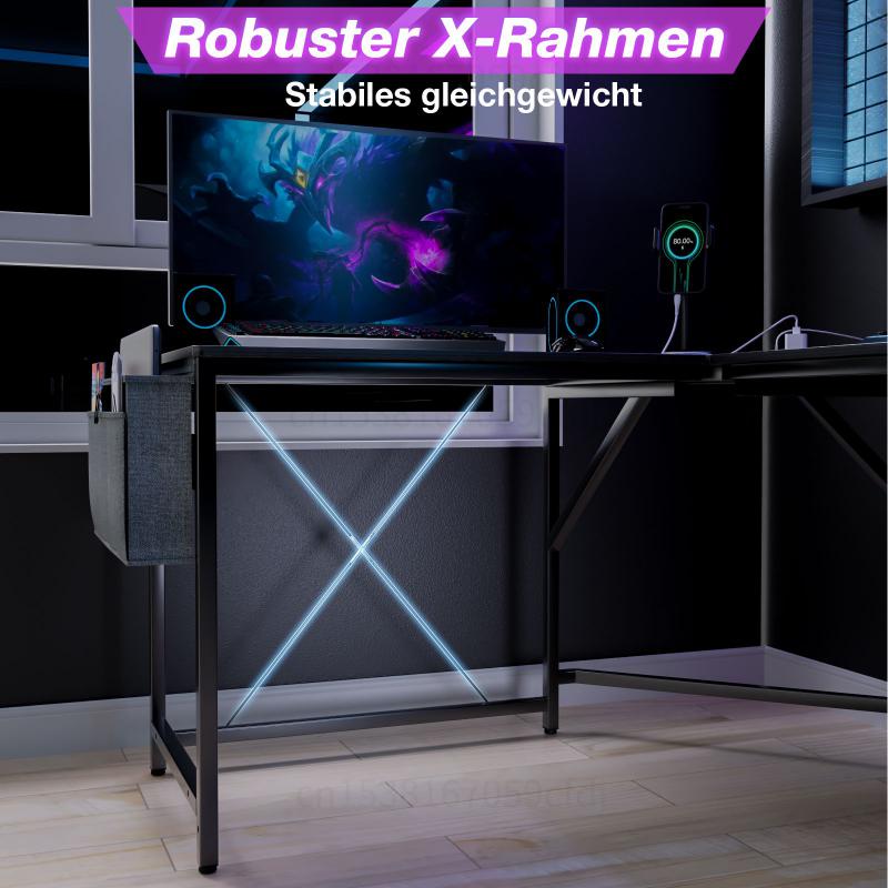 Mesa em forma de l para computador, mesa de competição elétrica tipo l, resistente, prateleira de canto para jogos, para caixa de computador, móveis de escritório