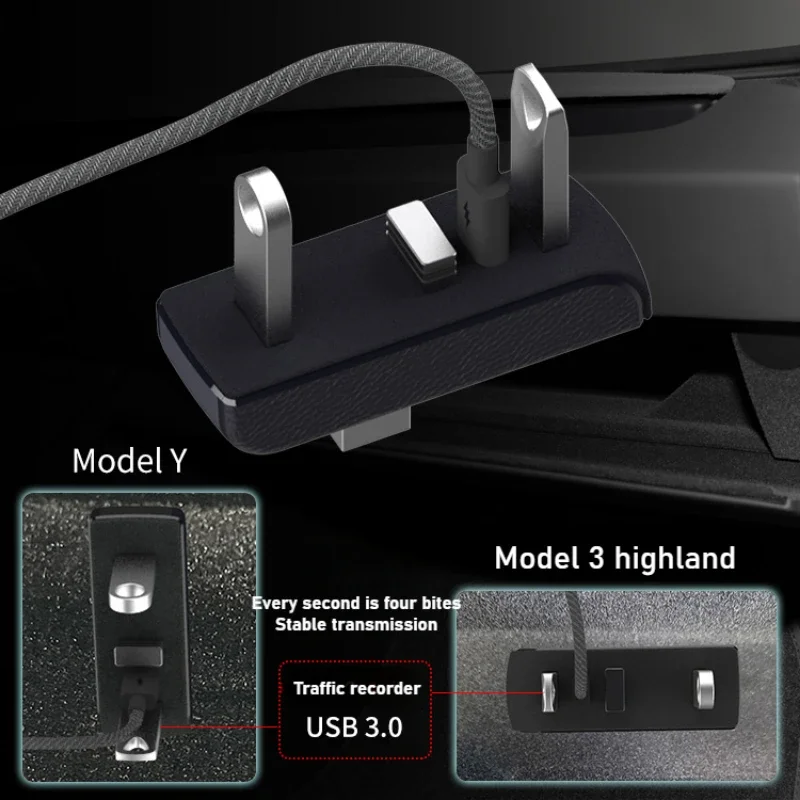 Handschoenenkastje Docking Station voor Tesla Model 3 Y 3+ Y Juniper USB Hub Poorten Auto 4-in-1 USB Extender Oplader Upgrade Gegevensoverdracht