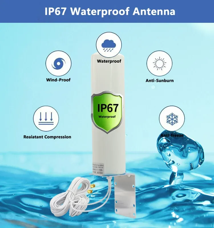 2*2 케이블 TS9 SMA RPSM 남성 5G 4G LTE 3G GSM IP67 Mimo 실외 방수 공중 28dbi 옴니 WiFi AP 증폭기 라우터 안테나