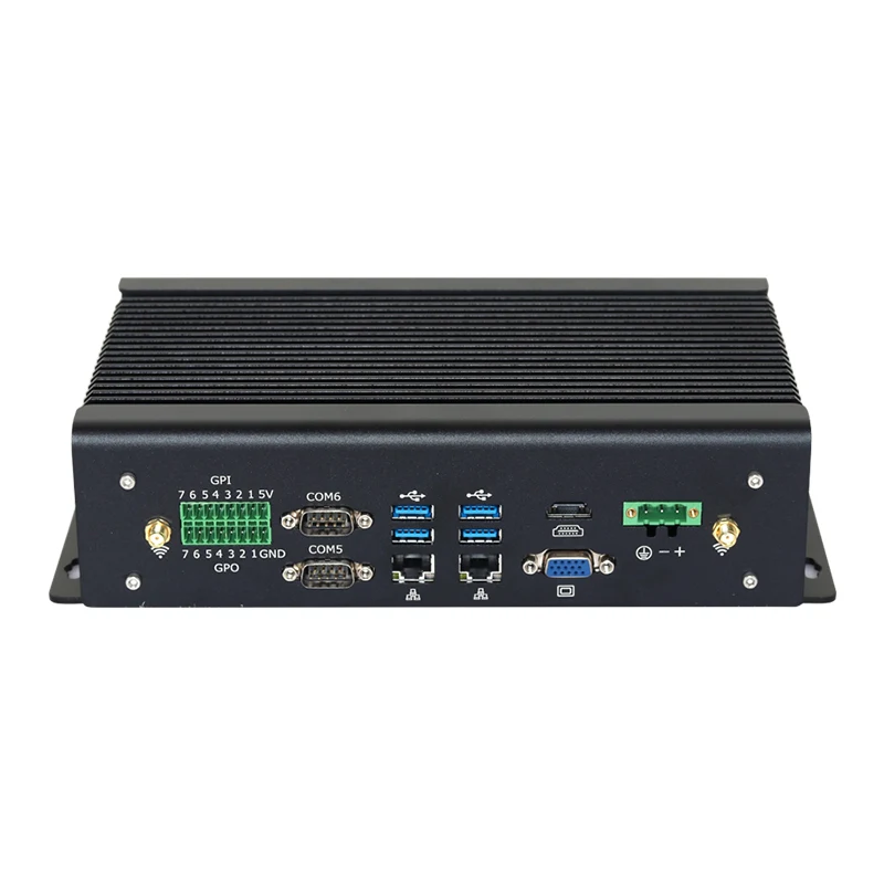 Quạt Không Cánh Công Nghiệp Máy Tính Mini PC I7 1165G7 Kép Ethernet GPIO DB9 RS232/422/485 2x MPCIe Wi-Fi 4G LTE HDMI VGA 6XUSB Windows Linux